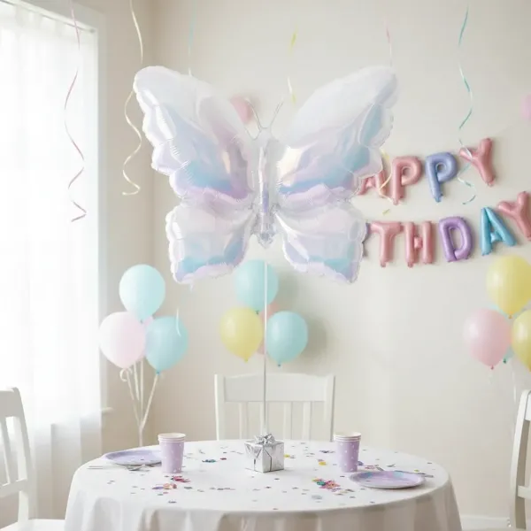 Hologramlı Kelebek Folyo Balon (88x66 cm)