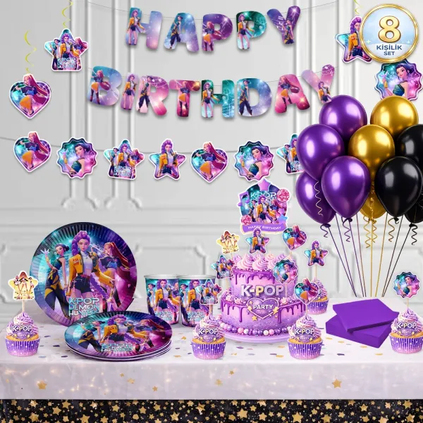 K-Pop Demon Hunters Full Parti Seti 8 Kişilik