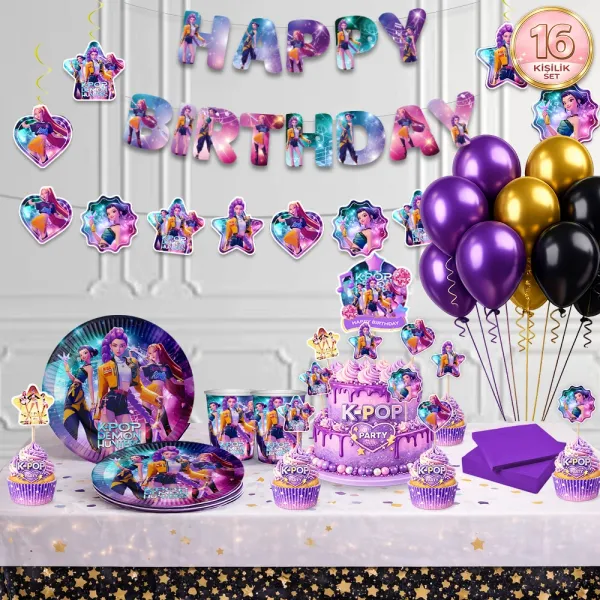 K-Pop Demon Hunters Full Parti Seti 16 Kişilik