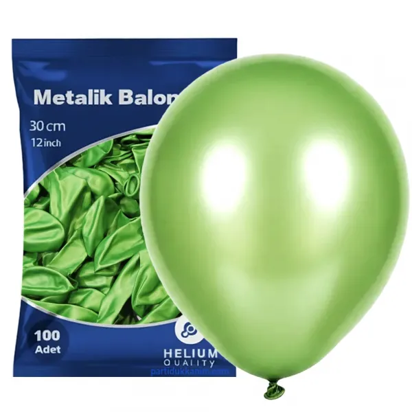 Fıstık Yeşili Balon Metalik 100 Adet