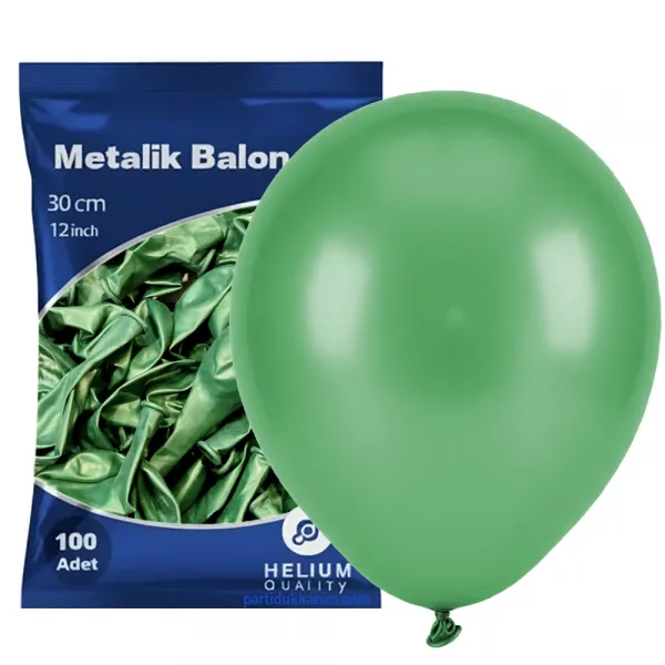 Yeşil Balon Metalik 100 Adet