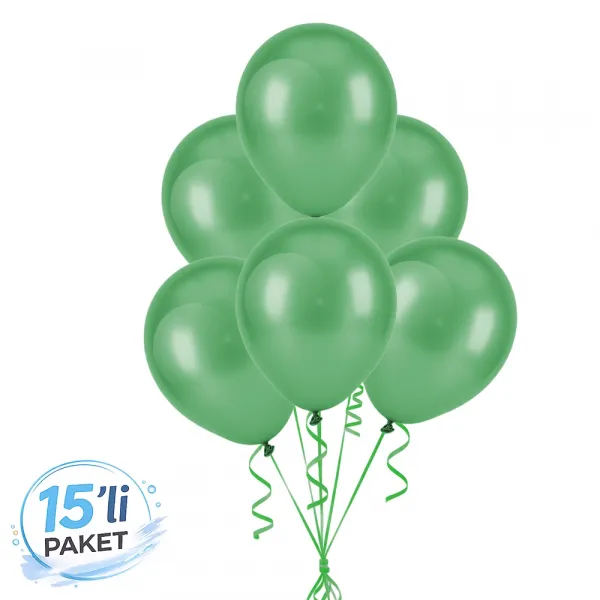 Yeşil Balon Metalik (15 Adet)