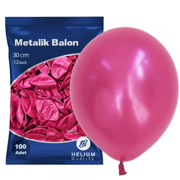 Fuşya Balon Metalik 100 Adet