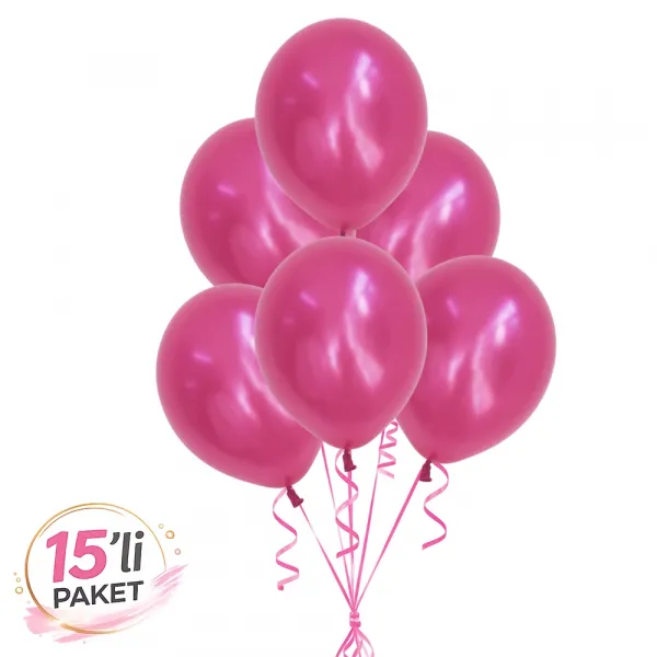 Fuşya Balon Metalik (15 Adet)
