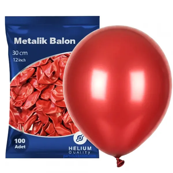 Kırmızı Balon Metalik 100 Adet