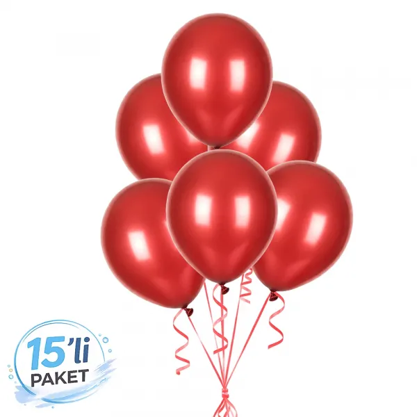 Kırmızı Balon Metalik (15 Adet)