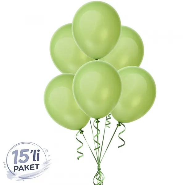 Açık Yeşil Pastel Balon 15 Adet