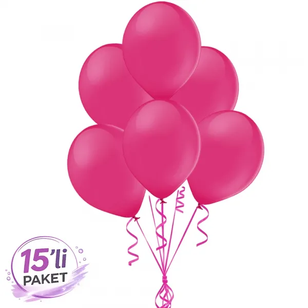 Fuşya Pastel Balon 15 Adet