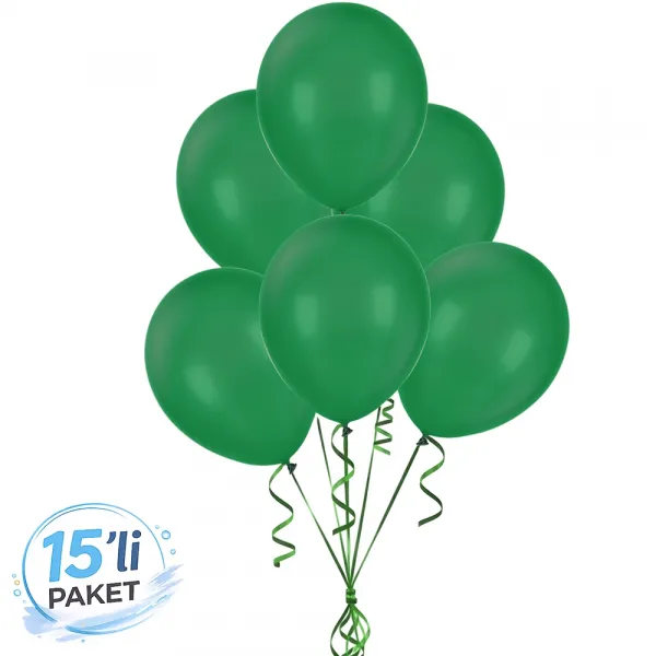 Koyu Yeşil Pastel Balon 15 Adet