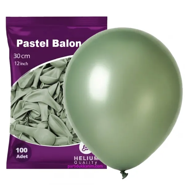 Küf Yeşili (Okaliptus) Pastel Balon 100 Adet