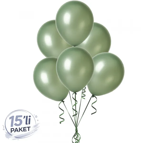 Küf Yeşili (Okaliptus) Pastel Balon 15 Adet