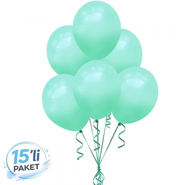 Su Yeşili Pastel Balon 15 Adet
