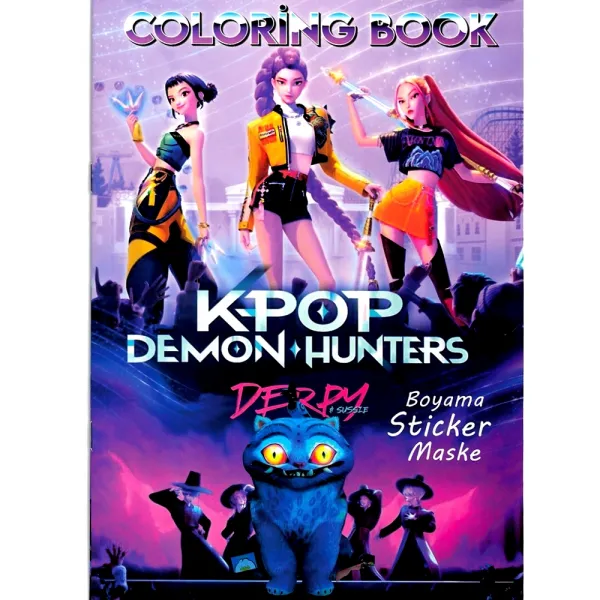 16 Sayfa K-Pop Demon Hunters Boyama Kitabı Stickerlı 1 Adet