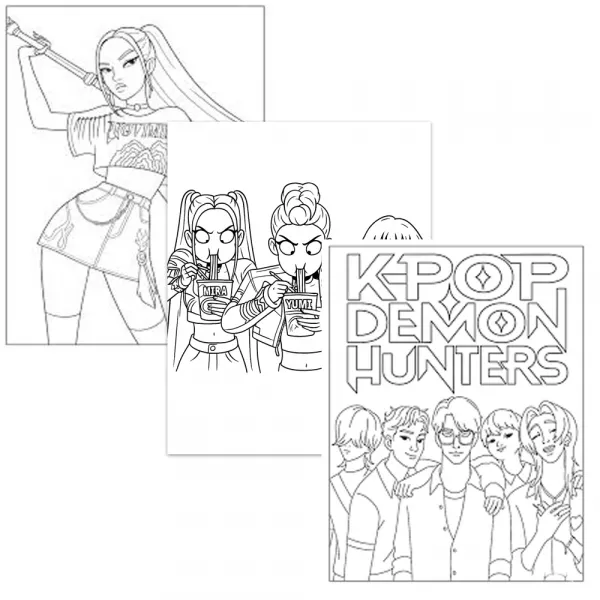 16 Sayfa K-Pop Demon Hunters Boyama Kitabı Stickerlı 1 Adet