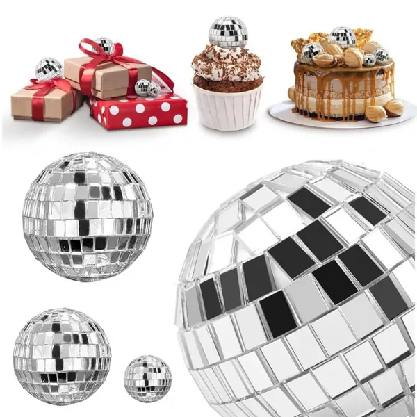Aynalı Disko Topu Pasta Süsü 1 Adet (3-4-5-6-10 cm Seçenekli)