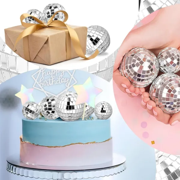 Aynalı Disko Topu Pasta Süsü 1 Adet (3-4-5-6-10 cm Seçenekli)