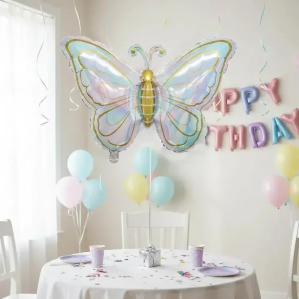 Hologramlı Kelebek Folyo Balon (88x66 cm)