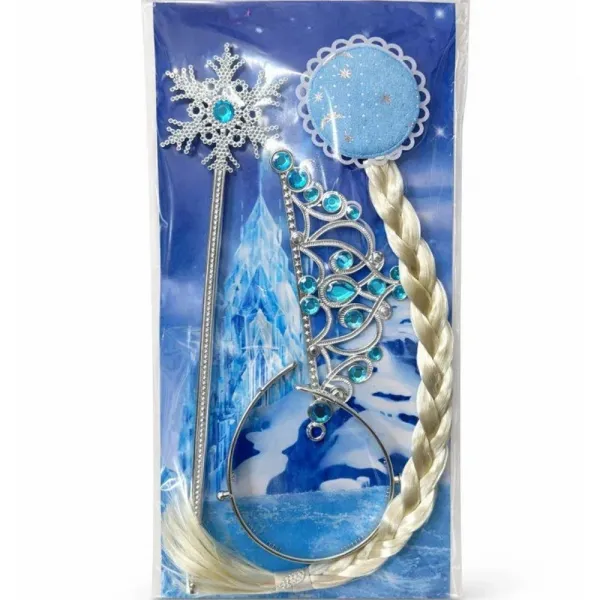 Kar Tanesi Prensesi Taç Asa Seti - Mavi