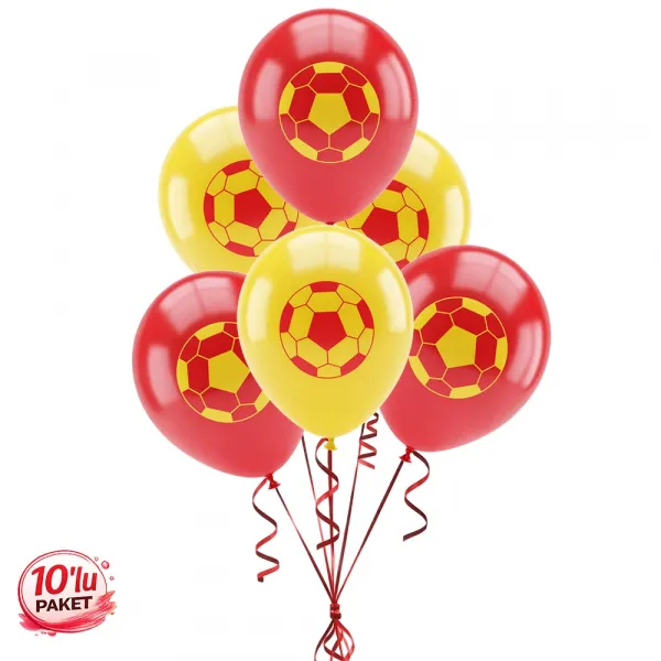 Taraftar Sarı Kırmızı Baskılı Balon (10 Adet)
