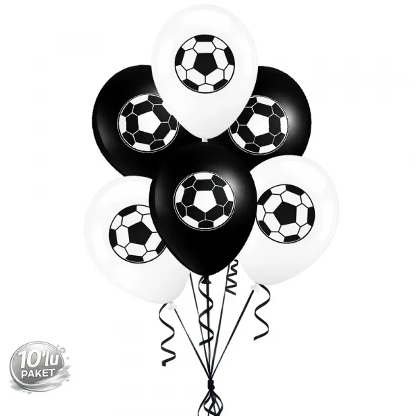 Taraftar Siyah Beyaz Baskılı Balon (10 Adet)