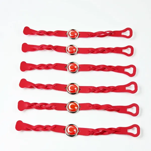 Ay Yıldız Türk Bayrağı Bileklik (6 Adet)