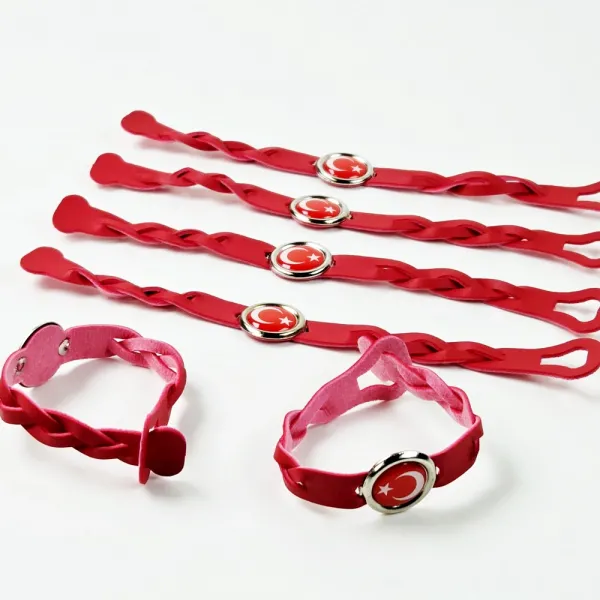 Ay Yıldız Türk Bayrağı Bileklik (6 Adet)