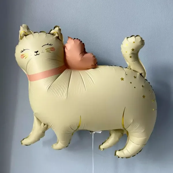 Ayaklı Kedi Folyo Balon Krem (68x62) cm