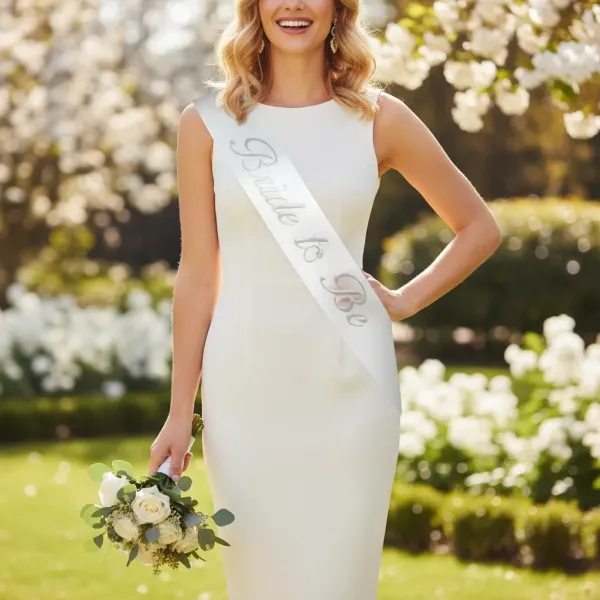 Bride To Be Kuşak Beyaz Renk Üzeri Gümüş