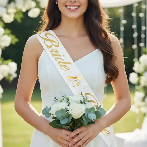 Bride To Be Kuşak Beyaz Üzeri Gold