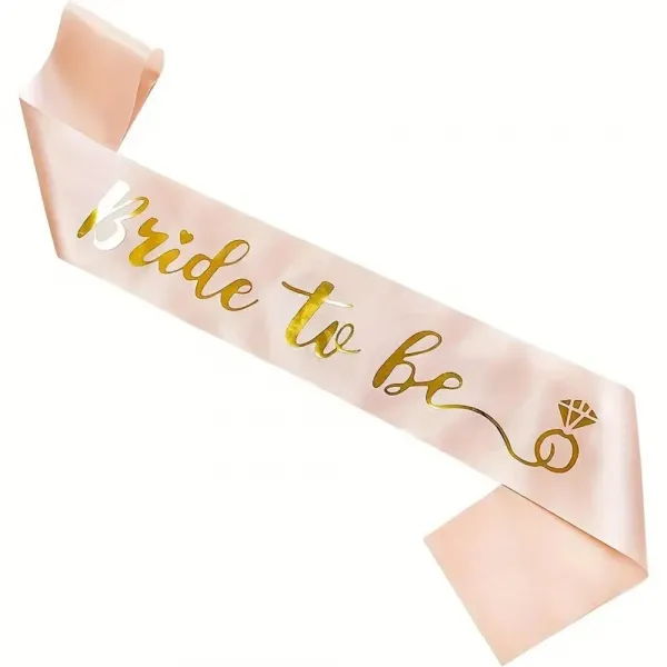 Bride To Be Kuşak Pudra Pembe Renk Üzeri Gold