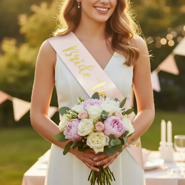 Bride To Be Kuşak Pudra Pembe Renk Üzeri Gold