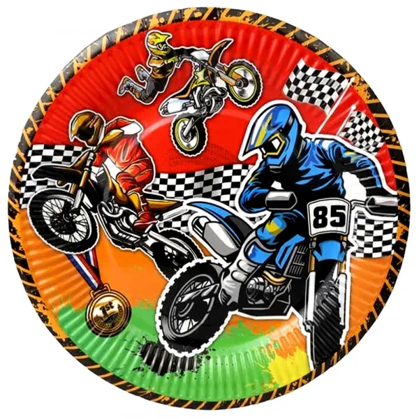 Motosiklet Temalı Karton Tabak (8 adet)