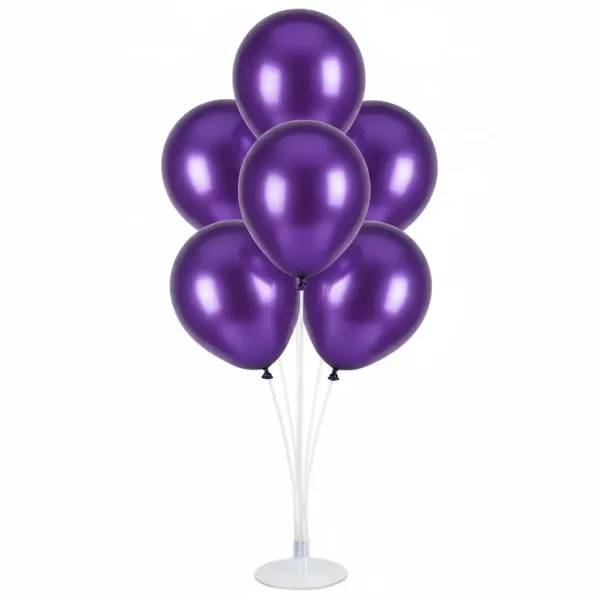Balon Standı + Mor Metalik Balon