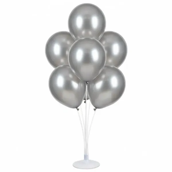 Balon Standı + Gümüş Metalik Balon