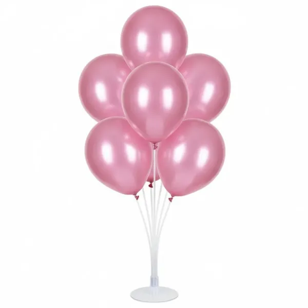 Balon Standı + Pembe Metalik Balon