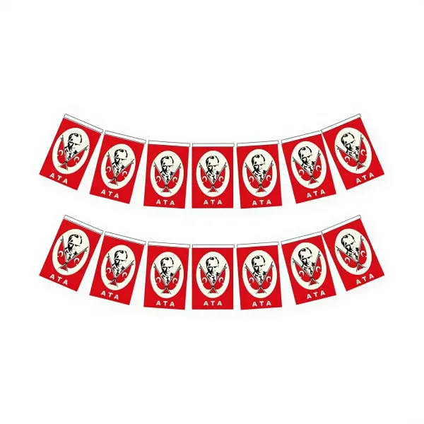 İpli Atatürklü Bayrak Orta Boy (13x8 cm - 40lı)