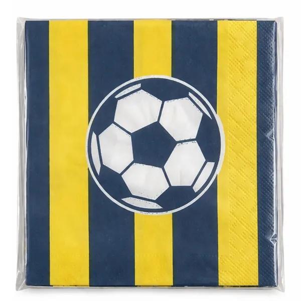 Sarı Lacivert Futbol Temalı Peçete (20 adet)