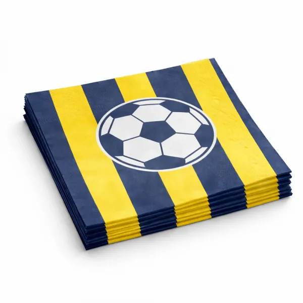 Sarı Lacivert Futbol Temalı Peçete (20 adet)