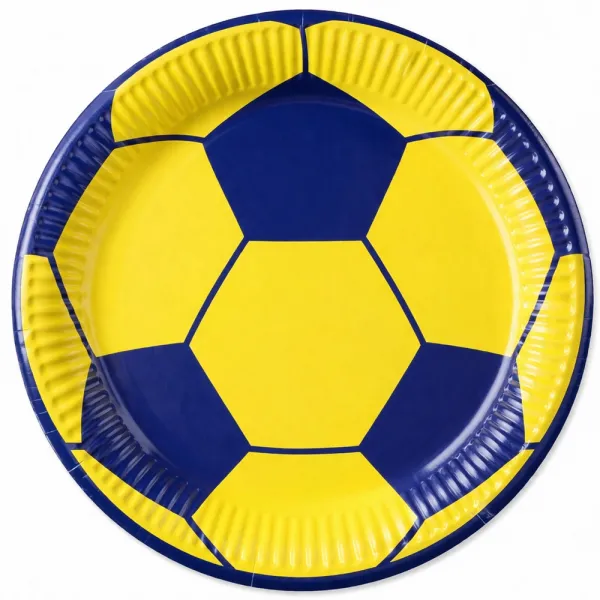 Sarı Lacivert Futbol Topu Taraftar Tabak 8 (Adet)