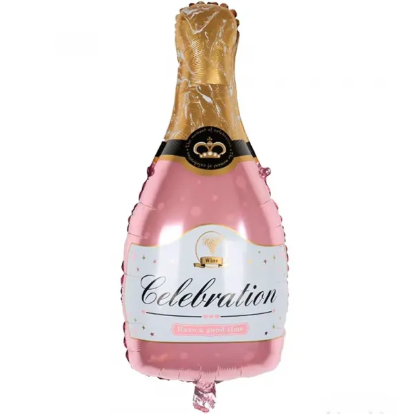 Şampanya Şişesi Pembe Folyo Balon (80x43 cm)