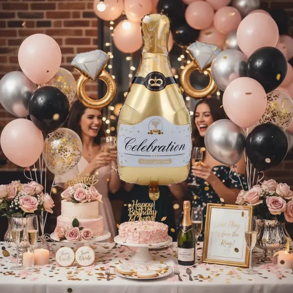 Şampanya Şişesi Gold Folyo Balon (80x43 cm)