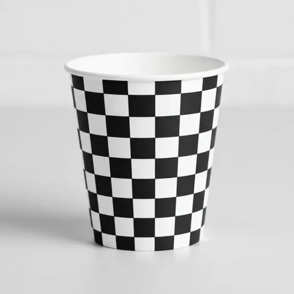 Yarış Temalı Karton Bardak Damalı (8 Adet)