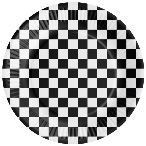 Yarış Temalı Karton Tabak Damalı (8 Adet)