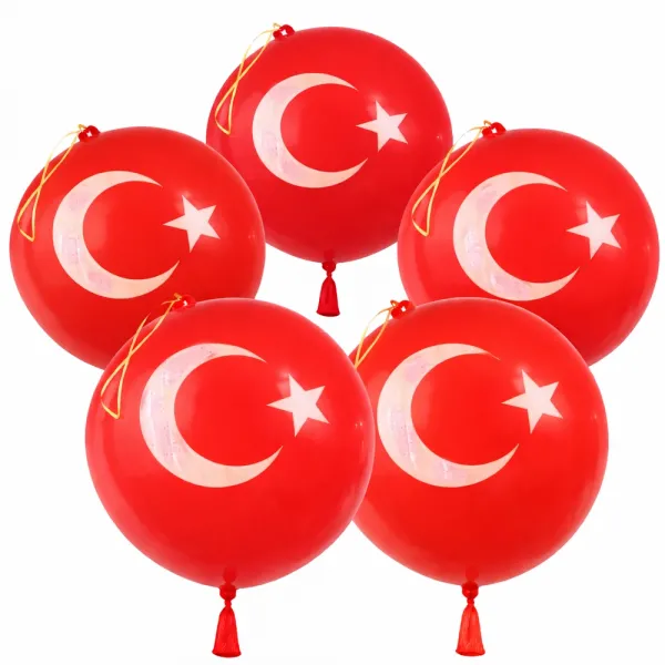 Ay Yıldız Baskılı Punch Balon 45 cm (5 Adet)