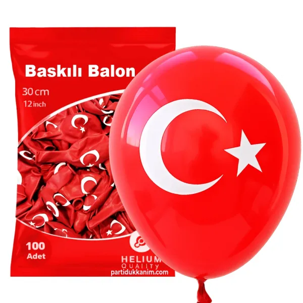 Ay Yıldızlı Türk Bayrağı Balon (100 adet)