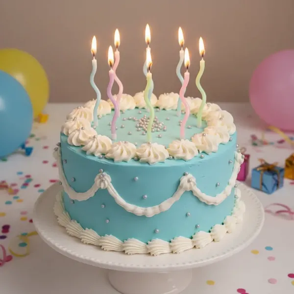 Makaron Renkli Kıvrımlı Pasta Mumu (6 Adet)