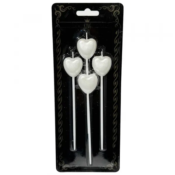 Kalpli Metalik İnci Beyazı Çubuklu Mum (4 Adet)