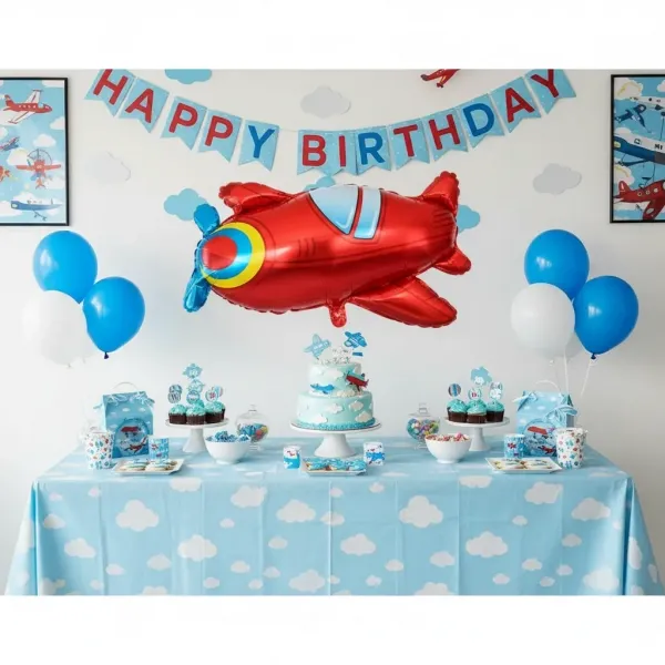 Kırmızı Uçak Folyo Balon Büyük Boy (60x93 cm)