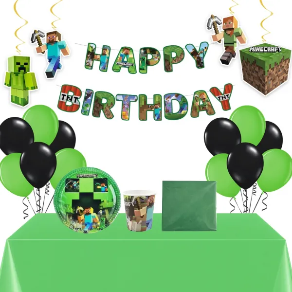 Minecraft Doğum Günü Konsepti Parti Seti 8 Kişilik