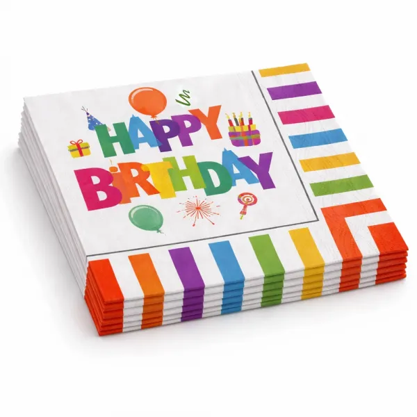 Happy Birthday Renkli Peçete (20 Adet)